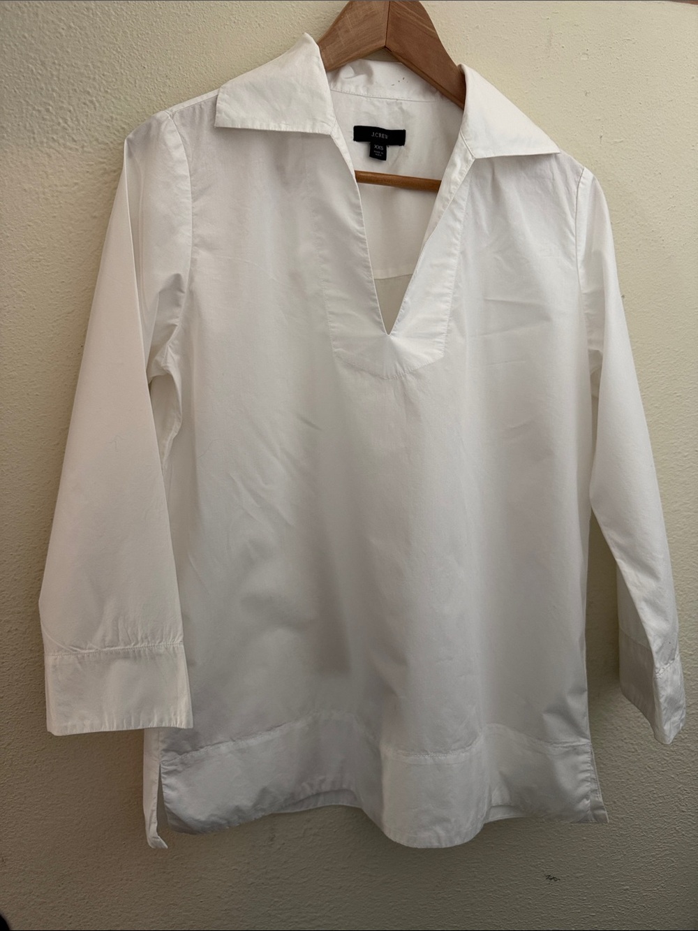 J. Crew white collared cotton popover XXS